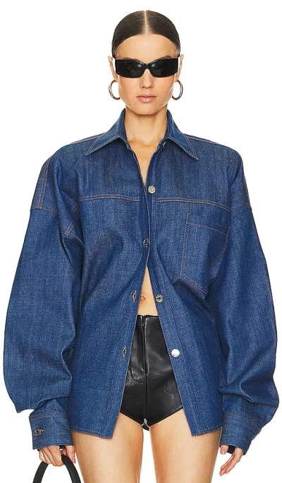 Laquan Smith Oversized Button Down Shirt In Dark Blue