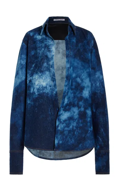 Laquan Smith Oversized Cotton Boyfriend Shirt In Blue