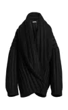 Laquan Smith Oversized Shawl Jacket In Dark Grey