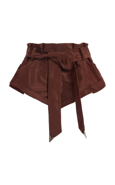 Laquan Smith Paper Bag Shorts In Brown
