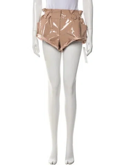 Pre-owned Laquan Smith Patent Leather Mini Shorts W/ Tags In Neutral