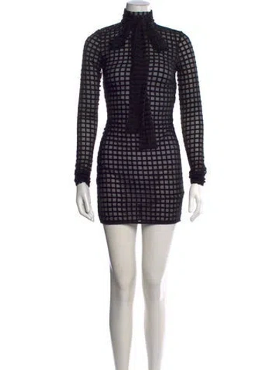 Pre-owned Laquan Smith Patterned Mini Dress W/ Tags In Black