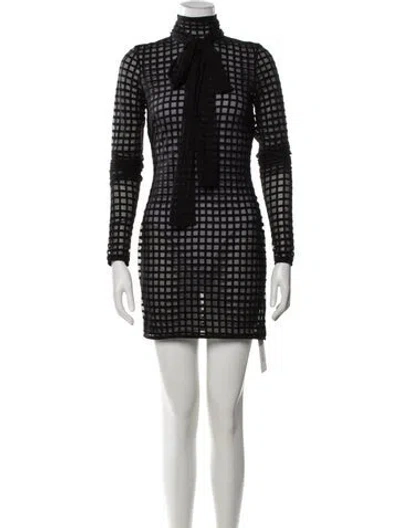 Pre-owned Laquan Smith Patterned Mini Dress W/ Tags In Black