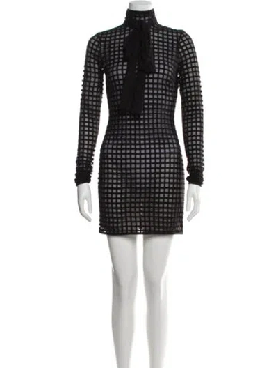 Pre-owned Laquan Smith Patterned Mini Dress W/ Tags In Black