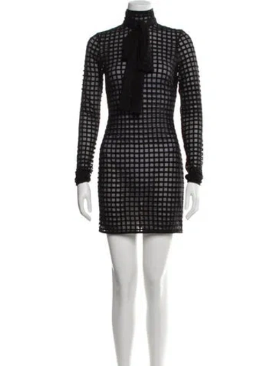 Pre-owned Laquan Smith Patterned Mini Dress W/ Tags In Black