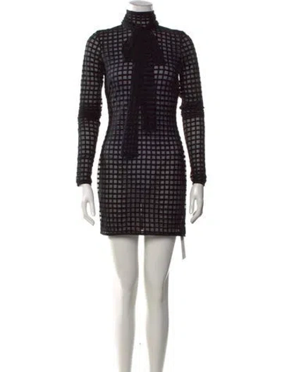 Pre-owned Laquan Smith Patterned Mini Dress W/ Tags In Black
