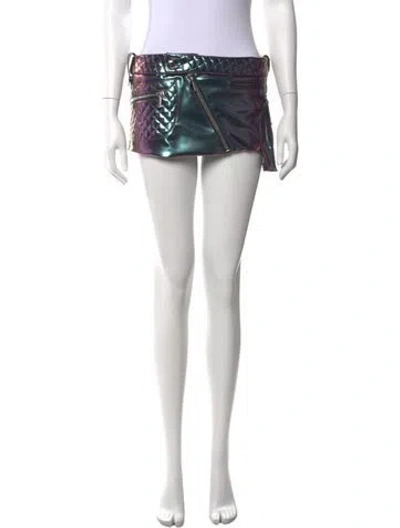 Pre-owned Laquan Smith Patterned Mini Skirt In Metallic/purple