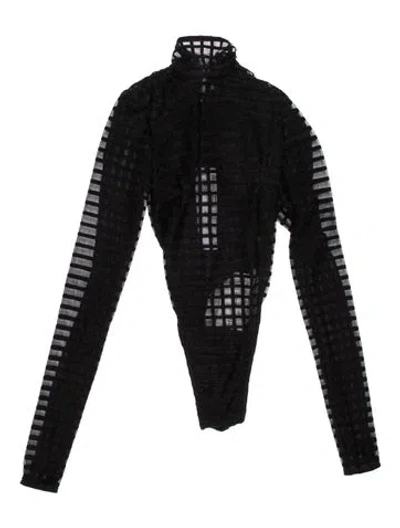 Pre-owned Laquan Smith Patterned Tie Neck Bodysuit W/ Tags In Multicolor