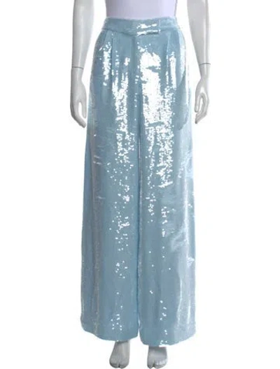 Pre-owned Laquan Smith Patterned Wide Leg Pants W/ Tags In Blue
