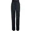 Laquan Smith Pinstripe Pleated Wide Leg Trousers In Navy