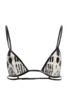 Laquan Smith Plaid Cotton Bralette In Black,white