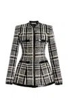 Laquan Smith Plaid Cotton Tailored Dress In Black,white