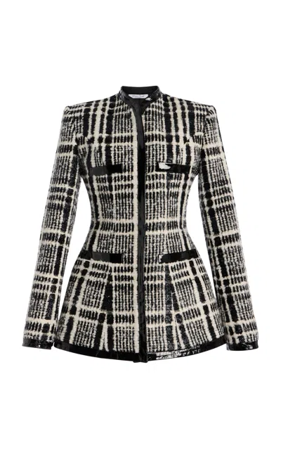 Laquan Smith Plaid Cotton Tailored Dress In Black,white