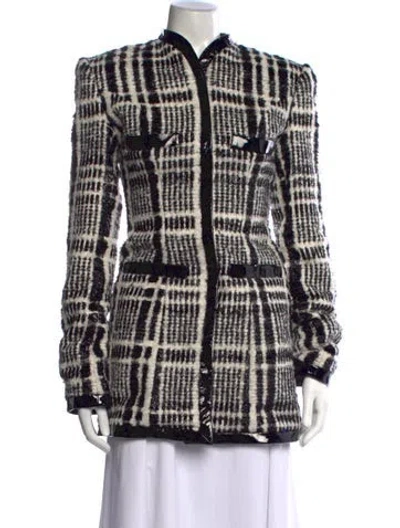 Pre-owned Laquan Smith Plaid Print Long Dress In Black