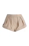 Laquan Smith Pleated Mini Shorts In Neutral