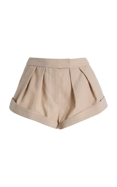 Laquan Smith Pleated Mini Shorts In Neutral