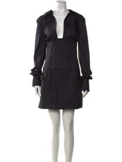Pre-owned Laquan Smith Plunge Neckline Mini Dress W/ Tags In Black
