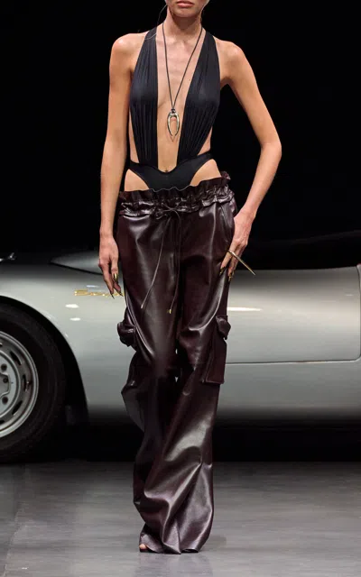 Laquan Smith Plunging Bodysuit In Black