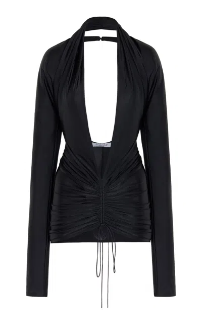 Laquan Smith Plunging Mini Dress In Black