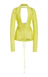 Laquan Smith Plunging Mini Dress In Yellow