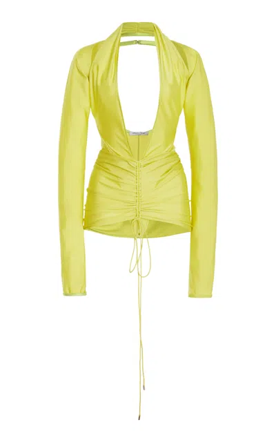 Laquan Smith Plunging Mini Dress In Yellow