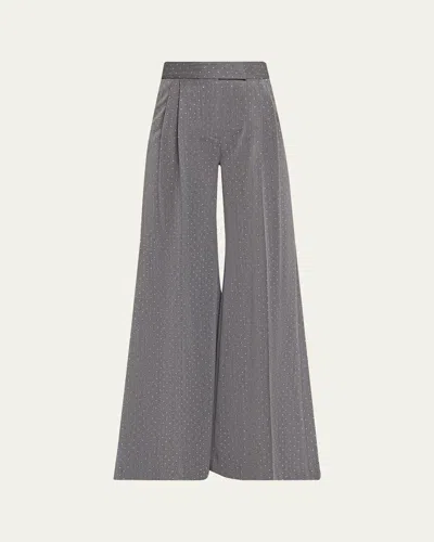 Laquan Smith Polka Dot Relaxed-fit Wide-leg Trousers In Gray