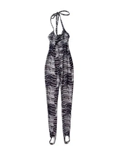 Pre-owned Laquan Smith Printed Halterneck Jumpsuit In Blue