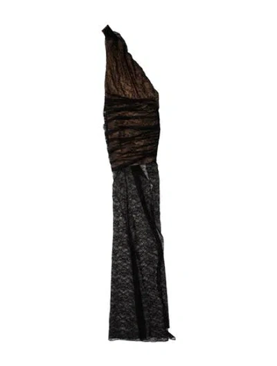 Pre-owned Laquan Smith Printed Long Dress In Black