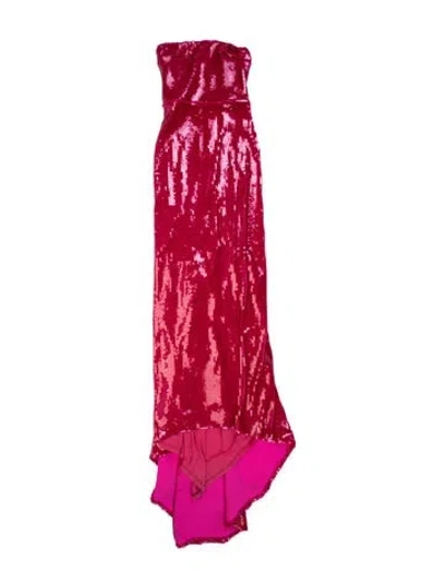 Pre-owned Laquan Smith Printed Long Dress In Red