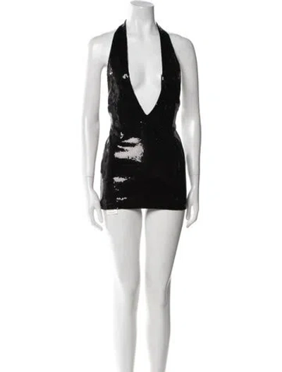 Pre-owned Laquan Smith Printed Mini Dress In Black