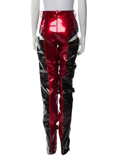 Pre-owned Laquan Smith Printed Straight Leg Pants In Red