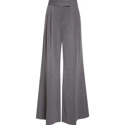 Laquan Smith Relaxed Fit Tailored Crystal Trousers In Gray