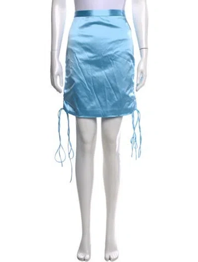 Pre-owned Laquan Smith Ruffle Embellishment Knee-length Skirt In Blue