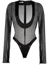 Laquan Smith Satin-trim Bodysuit In Black
