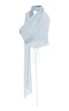 Laquan Smith Scarf-detailed Silk Top In Blue