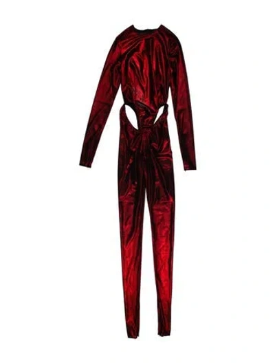 Pre-owned Laquan Smith Scoop Neck Jumpsuit In Red