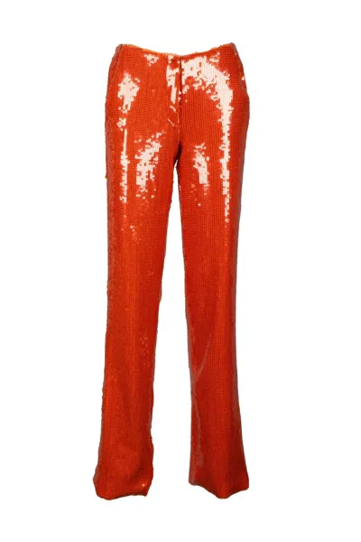 Laquan Smith Sequin Trousers - Orange In Red