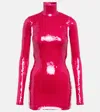 Laquan Smith Sequined Turtleneck Minidress In Fuchsia
