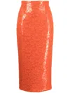 Laquan Smith Orange Lace Pencil Skirt In Orange