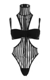 Laquan Smith Sheer Cut Out Bodysuit In Black