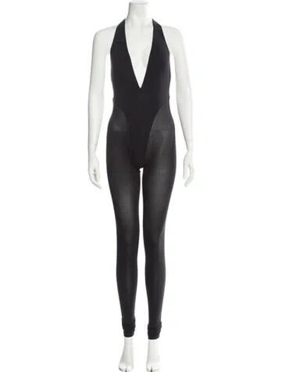 Pre-owned Laquan Smith Silk Halterneck Jumpsuit In Black
