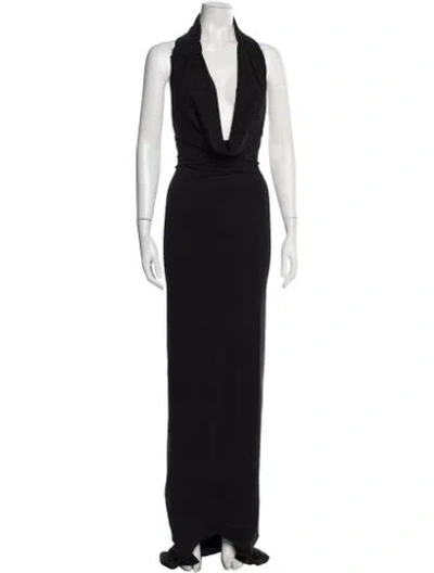 Pre-owned Laquan Smith Silk Long Dress W/ Tags In Black