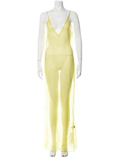 Pre-owned Laquan Smith Silk Long Dress W/ Tags In Green