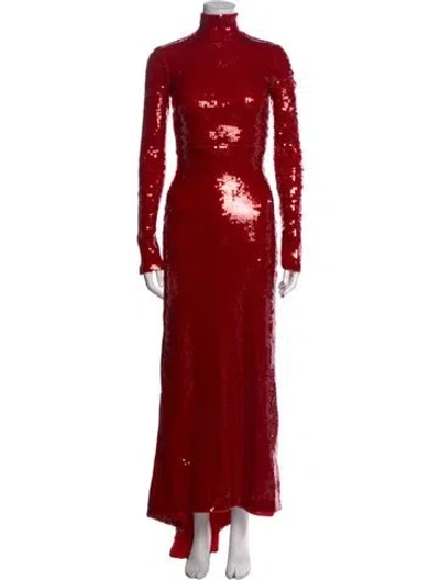 Pre-owned Laquan Smith Silk Long Dress W/ Tags In Red