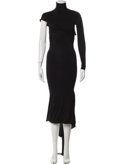 Pre-owned Laquan Smith Silk Midi Length Dress In Black