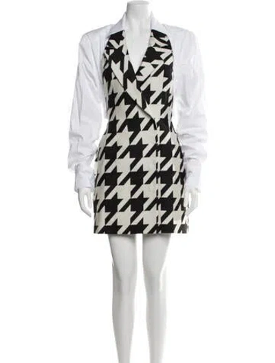 Pre-owned Laquan Smith Silk Mini Dress W/ Tags In Black/white