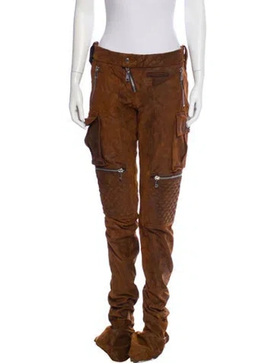 Pre-owned Laquan Smith Silk Straight Leg Pants In Brown