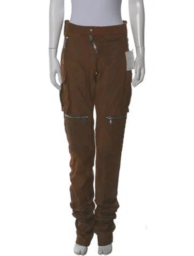 Pre-owned Laquan Smith Silk Straight Leg Pants W/ Tags In Brown
