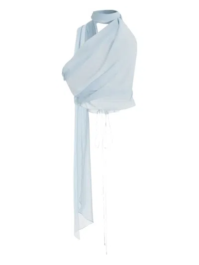 Laquan Smith Silk Top In Blue