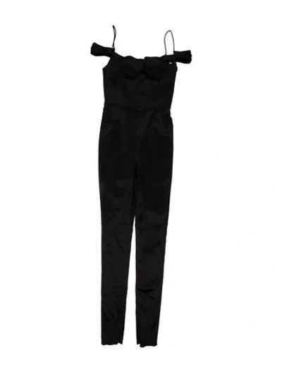 Pre-owned Laquan Smith Square Neckline Jumpsuit In Black